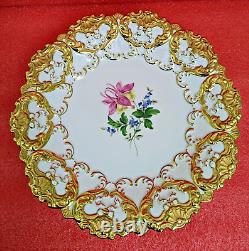 10.7 Meissen Serving Platter Embossed Heavy Gold, Floral, 1934-p. T, 1st Q