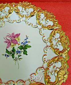 10.7 Meissen Serving Platter Embossed Heavy Gold, Floral, 1934-p. T, 1st Q