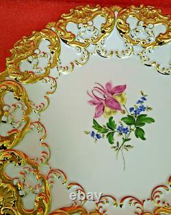 10.7 Meissen Serving Platter Embossed Heavy Gold, Floral, 1934-p. T, 1st Q