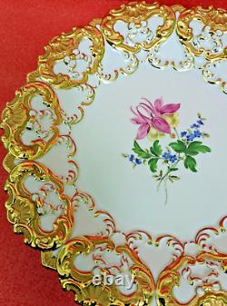 10.7 Meissen Serving Platter Embossed Heavy Gold, Floral, 1934-p. T, 1st Q