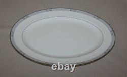 15 Oval Serving Platter Waterford China Bellamont Hall Gray Band Greek Key