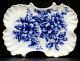 1800's Stunning! Antique Flow Blue China Floral Dresser Tray Serving Platter