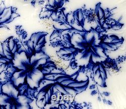 1800's STUNNING! Antique FLOW BLUE China FLORAL DRESSER TRAY Serving Platter