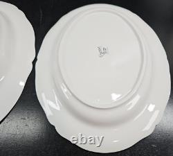 2 Grosvenor Debutante Oval Serving Platters Set Vintage Platinum Trim Floral MCM