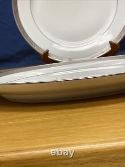 2 Raynaud Limoges Ambassador Platinum (1) 11 3/4 Round & (1) 14 Oval Platters