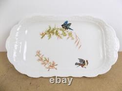 3 Haviland & Co. Limoges Porcelain Meadow Visitors Serving Platters Birds