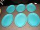 (6) Vintage Hlc Fiesta Ware Usa Turquoise Oval Platters 9 3/4 X 7 Nice Set