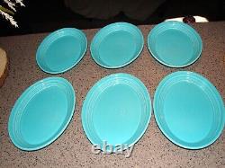 (6) Vintage HLC Fiesta Ware USA Turquoise Oval Platters 9 3/4 x 7 Nice Set