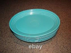 (6) Vintage HLC Fiesta Ware USA Turquoise Oval Platters 9 3/4 x 7 Nice Set