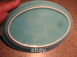 (6) Vintage HLC Fiesta Ware USA Turquoise Oval Platters 9 3/4 x 7 Nice Set