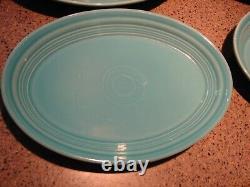 (6) Vintage HLC Fiesta Ware USA Turquoise Oval Platters 9 3/4 x 7 Nice Set