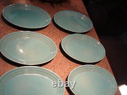 (6) Vintage HLC Fiesta Ware USA Turquoise Oval Platters 9 3/4 x 7 Nice Set