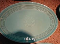 (6) Vintage HLC Fiesta Ware USA Turquoise Oval Platters 9 3/4 x 7 Nice Set