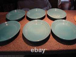 (6) Vintage HLC Fiesta Ware USA Turquoise Oval Platters 9 3/4 x 7 Nice Set