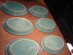 (6) Vintage HLC Fiesta Ware USA Turquoise Oval Platters 9 3/4 x 7 Nice Set