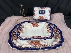 ANTIQUE WEDGWOOD COREA HAND PAINTED OVER TRANSFER & A TRAY SET 16L/11With8H