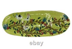 Anthropologie Scenic Woodland Serving Platter Singapore Birds Green Oval 17 Inch