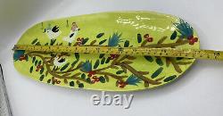 Anthropologie Scenic Woodland Serving Platter Singapore Birds Green Oval 17 Inch