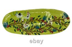 Anthropologie Scenic Woodland Serving Platter Singapore Birds Green Oval 17 Inch