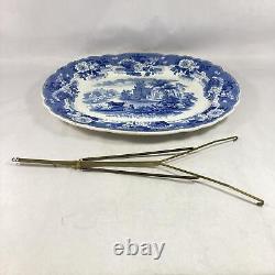 Antique 1830s Thomas Mayer Porcelain Platter Abbey Ruins Blue Transferware