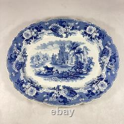 Antique 1830s Thomas Mayer Porcelain Platter Abbey Ruins Blue Transferware