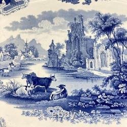 Antique 1830s Thomas Mayer Porcelain Platter Abbey Ruins Blue Transferware