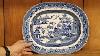 Antique Blue And White China Willow Pattern Serving Platter