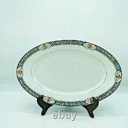 Antique Fraureuth Germany China 12.5 Serving Platter Sparrow Blue Black Yellow