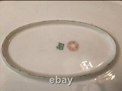 Antique GDA Limoges France Large White Handled Oval Platter Gold Trim 17