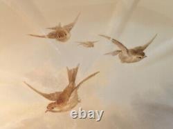 Antique Grainger Royal China Works Plates and Serving Platters Hand-Painted Bird