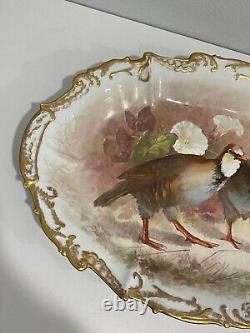 Antique Guerin Pouyat Elite Limoges Large Porcelain Tray Platter Painted Birds