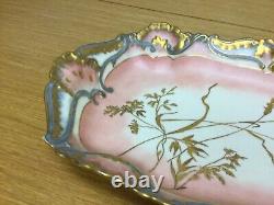 Antique Hand Paintes Limoges Embossed Heavy Gold Leaf 16 1/4 Deep Dish France