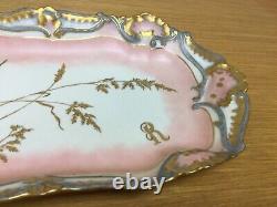 Antique Hand Paintes Limoges Embossed Heavy Gold Leaf 16 1/4 Deep Dish France