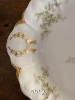 Antique Haviland Limoges 12 And 14 Dainty pink Floral Serving Platters Gold