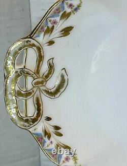 Antique Haviland Limoges 4 Scalloped Edge Gold Gilded Bow Handled Serving Trays