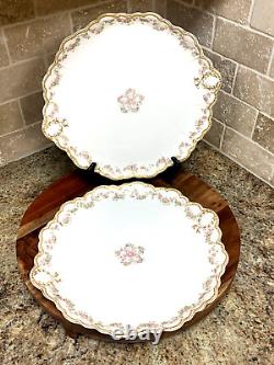 Antique Havland France Limoges Pink Roses 13 Serving Platters Set Of 2 (69)