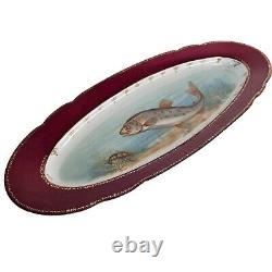 Antique Imperial Crown China Austrian Fish Platter Hand Painted Oval 24