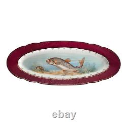 Antique Imperial Crown China Austrian Fish Platter Hand Painted Oval 24