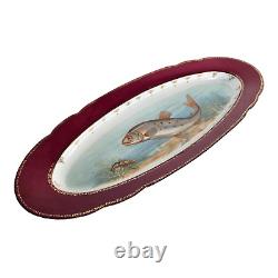 Antique Imperial Crown China Austrian Fish Platter Hand Painted Oval 24