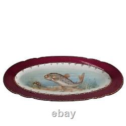 Antique Imperial Crown China Austrian Fish Platter Hand Painted Oval 24