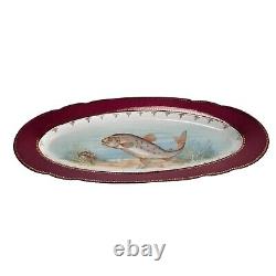 Antique Imperial Crown China Austrian Fish Platter Hand Painted Oval 24