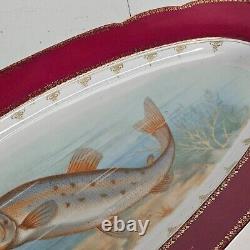 Antique Imperial Crown China Austrian Fish Platter Hand Painted Oval 24