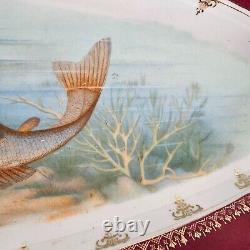 Antique Imperial Crown China Austrian Fish Platter Hand Painted Oval 24