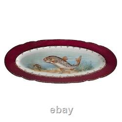 Antique Imperial Crown China Austrian Fish Platter Hand Painted Oval 24