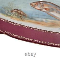 Antique Imperial Crown China Austrian Fish Platter Hand Painted Oval 24