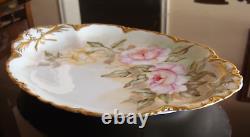 Antique Limoges Haviland Hand Painted Platter Tray, Plate, Roses, 13 1/2