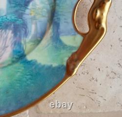 Antique Pickard China Vellum Gold Handled Platter Dish Signed E. Challinor