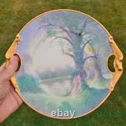 Antique Pickard China Vellum Gold Handled Platter Dish Signed E. Challinor