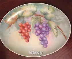 Antique Victorian Hand Painted Grape Vineyard China Serving Platter Plate Vtg