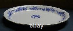 Antique W C Co Wellsville China Blue White Meat Platter 14x10 Semi-porcelain